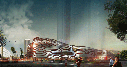The new design will incorporate long ribbons of stainless steel to help the museum become a landmark structure in Los Angeles