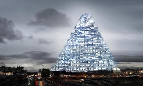 The pyramid-shaped structure was first unveiled in 2008 but has now been given city approval / Herzog and De Meuron 