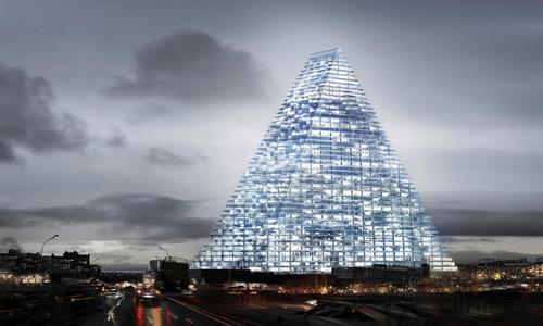 The pyramid-shaped structure was first unveiled in 2008 but has now been given city approval / Herzog and De Meuron