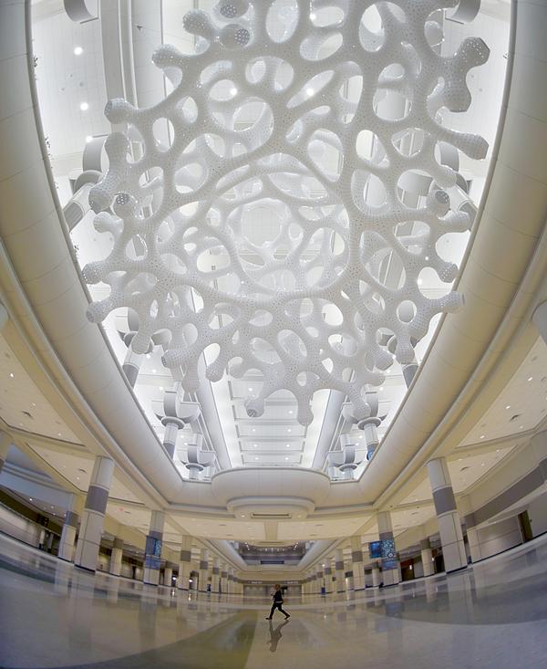 The installation is made from ultra-thin aluminium pieces