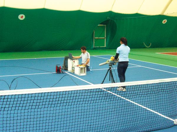 The court testing process took a team of ITF technicians two days to complete