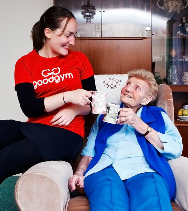Time for a cuppa: GoodGymmers aim to help break the monotony of a lonely pensioner’s day