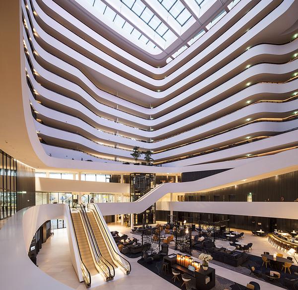 The 42m-high atrium at the new Hilton Amsterdam Airport Schiphol