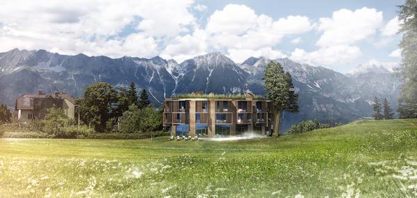The new building offers spectacular views of the Tyrolean mountains to the south