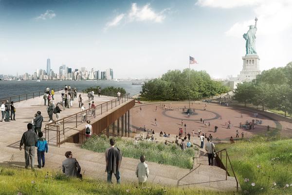 The museum’s rooftop observation deck will provide views of the New York skyline and the Statue of Liberty