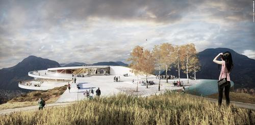 The project at both its base and peak will be themed around nature, with the station at the top forming a tourist attraction / Snøhetta Architects