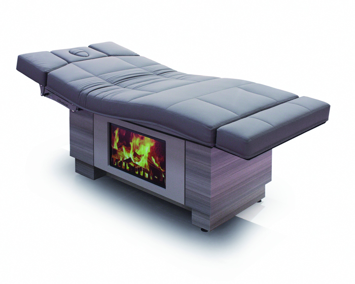 Both sides of the MLW F2 spa table can be equipped with a flatscreen / 