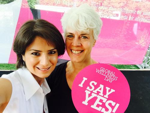 Belgin Aksoy of Richmond Nua, Founder of Global Wellness Day and Liz Terry from <i>Spa Business</i> and <i>Spa Opportunities</i> celebrate Global Wellness Day 2015 in Istanbul