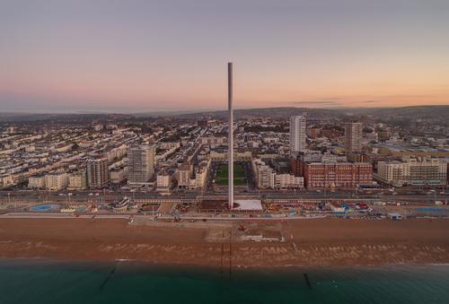 The attraction’s chief executive, Eleanor Harris, said: 'Now that you can see it, you can get a real sense of why the i360 is the slimmest tall tower ever built in the world; it is a real marvel of engineering'
/ Brighton i360 / Visual Air