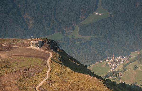 The museum is embedded into the peak of Mount Kronplatz and features a viewing platform