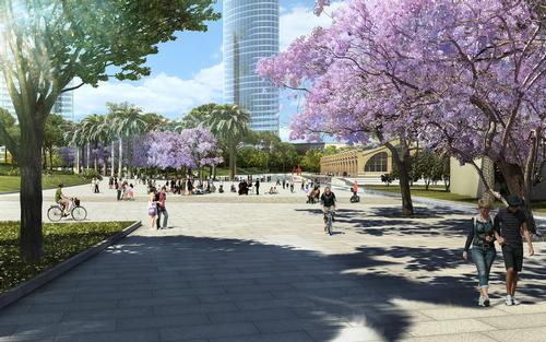 Pavilions linking the gardens will also be lined with trees and plants / Gustafson Porter