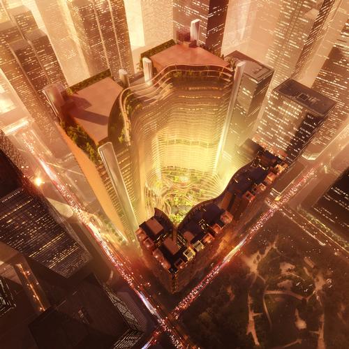 Four towers will surround a vast green atrium designed by Gustafson Porter / Ingenhoven Architects, M+S Pte Ltd, Gustafson Porter