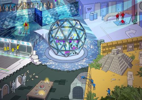 Much like the popular show, the experience will see teams of eight people taken around four zones divided into Aztec, Medieval, Industrial and Futuristic, with a final challenge in the Crystal Dome Much like the popular show, the experience will see teams of eight people taken around four zones divided into Aztec, Medieval, Industrial and Futuristic, with a final challenge in the Crystal Dome