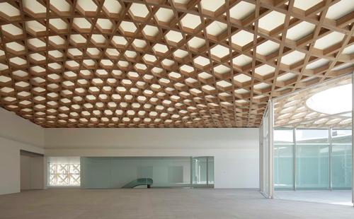 Bamboo is used throughout the interior exhibition spaces