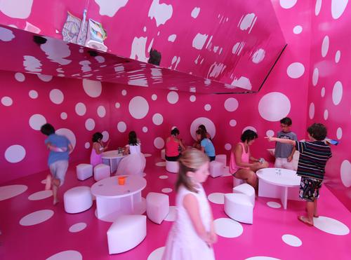 The designers said: 'We observed the optical effects of these toys and decided to build one on a large scale so that children can interact with it'
/ Laura Torres Roa