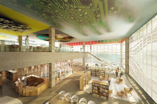 The ceilings ue pictures, sketches and patterns to enhance the cultural atmosphere of the building / Peripheriques