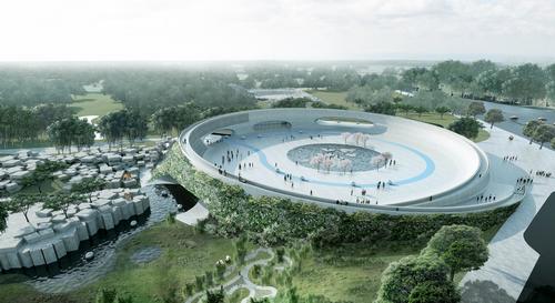 On entering Zootopia, visitors will arrive in a central plaza resembling a giant crater / BIG 