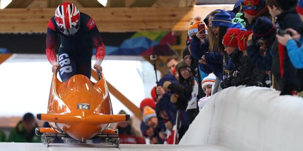 Team GB’s George Johnston at the men’s monobob competition