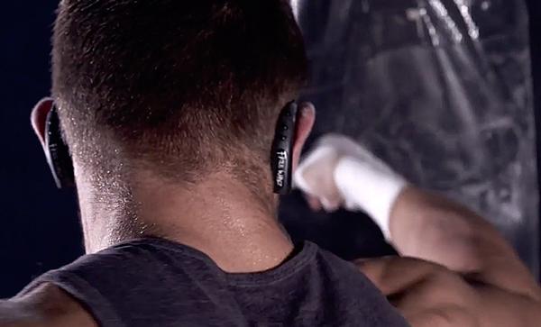 The wireless earphones relay health and fitness metrics and stream music via voice commands