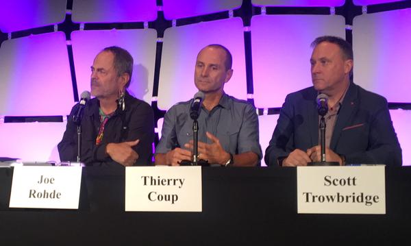 Joe Rohde, Thierry Coup and Scott Trowbridge at IAAPA’s Legends panel