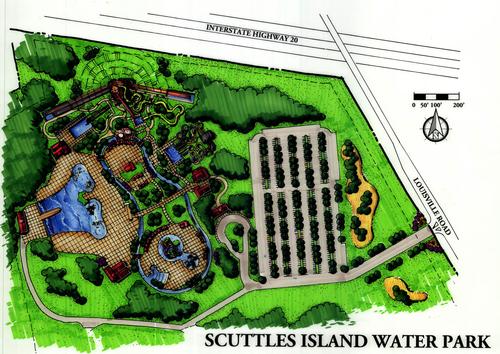 Covering 162,000sq m, the pirate-themed Scuttle’s Island waterpark will feature twenty two waterslides