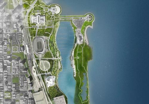 A new ground lease agreement sees the the lakefront land between Soldier Field and McCormick Place handed to Lucas for US$10