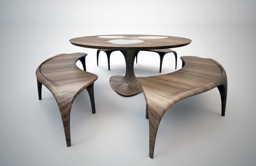The Hadid-designed furniture can hold up to 10 diners / Zaha Hadid Architects