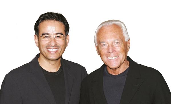 Emaar chair Mohamed Alabbar (left) with fashion designer Giorgio Armani 