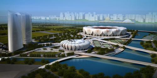 The Hangzhou Sports Park has been designed in collaboration with architects and engineering firm China Construction Design International / NBBJ Design