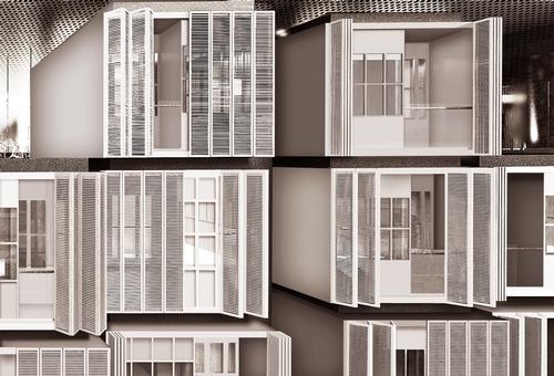 The prefabricated rooms are being assembled on site / Emre Arolat Architecture