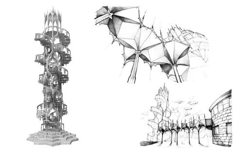 Artist Wim Delvoye's design for a tower linked to a new MONA boardwalk / MONA