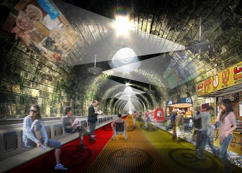 The moving walkways would follow the London Underground's Circle Line route / NBBJ