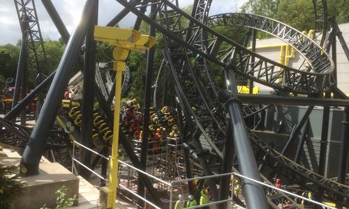 It took emergency services four and-a-half hours to build a platform and rescue the injured riders / West Midlands Ambulance Service