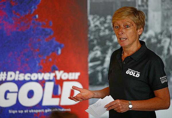 UK Sport chief executive Liz Nicholl presents the initiative to the media