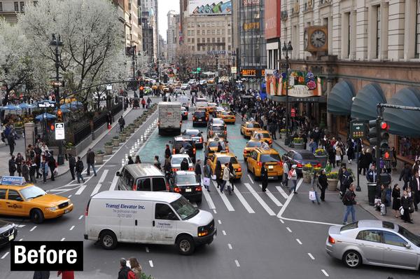 Since 2007, almost 45,000sq m has been reclaimed as public space in New York, making it a much more liveable city