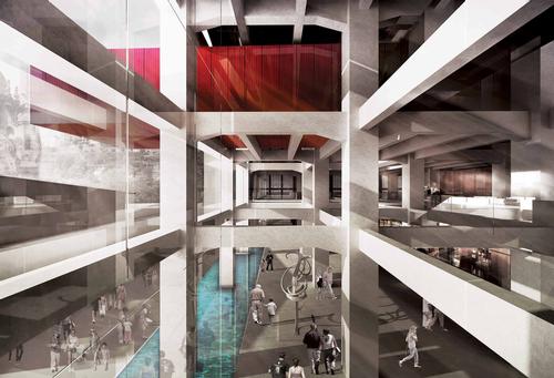 A network of ramps and pathways will link the containers / Emre Arolat Architecture