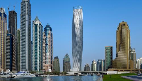 The spa will occupy the sixth floor of the SOM-designed twisting Cayan Tower / SOM