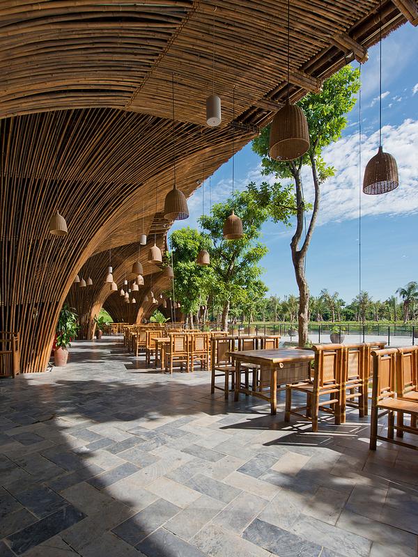 Vo Trong Nghia’s Kontum Indochine Café in Central Vietnam has a bamboo clad roof