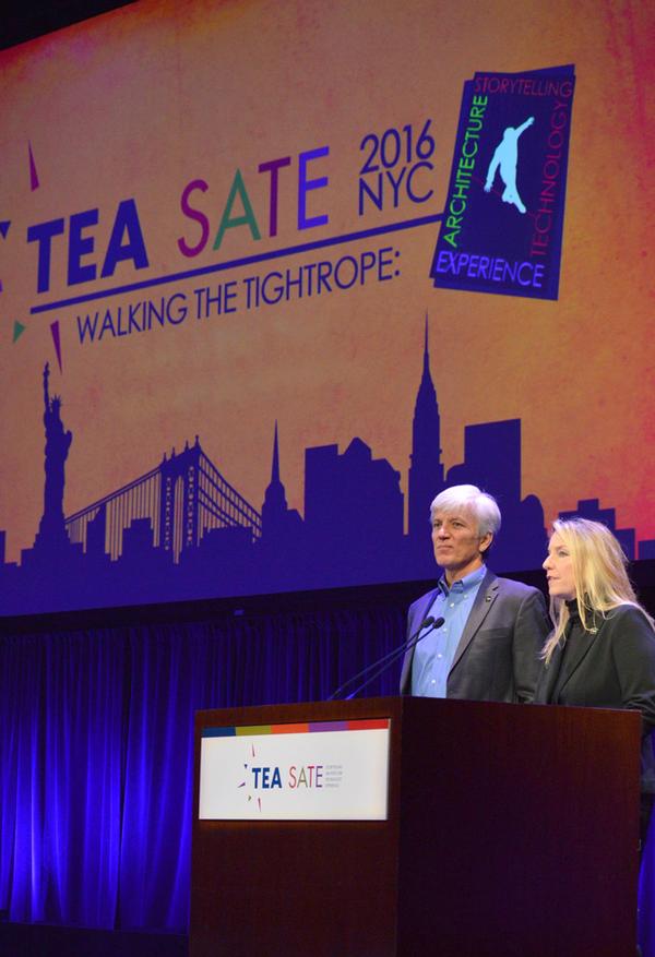 TEA president Steve Birket and TEA COO Jennie Nevin kick off the proceedings at SATE 2016 in New York City, New York, this October