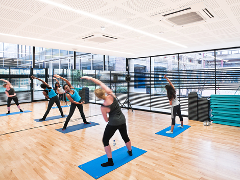 A new dance studio was created between the swimming pool and the sports hall