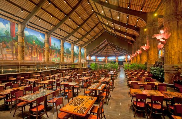 Visitors can dine in the grand Hawaiian-styled hall, called The Gateway