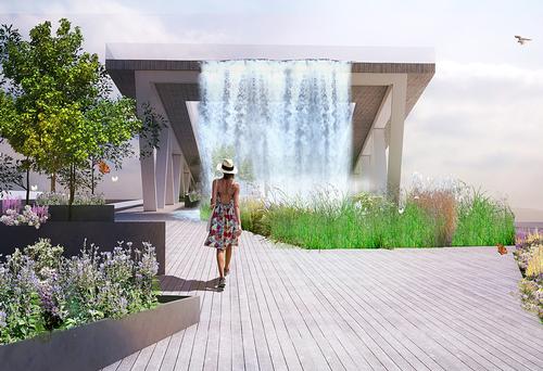 The park will feature greenery and water features / OMA and OLIN