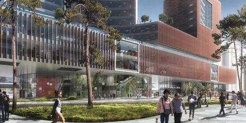 The lower levels of these publicly-accessible structures will include a performance theatre, a training and education centre and galleries set within open and transparent spaces / Beauty & the Bit