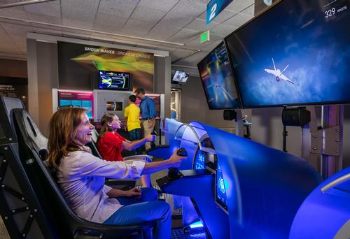 Visitors can create and test their own jet fighter, which they can race in a virtual flying competition