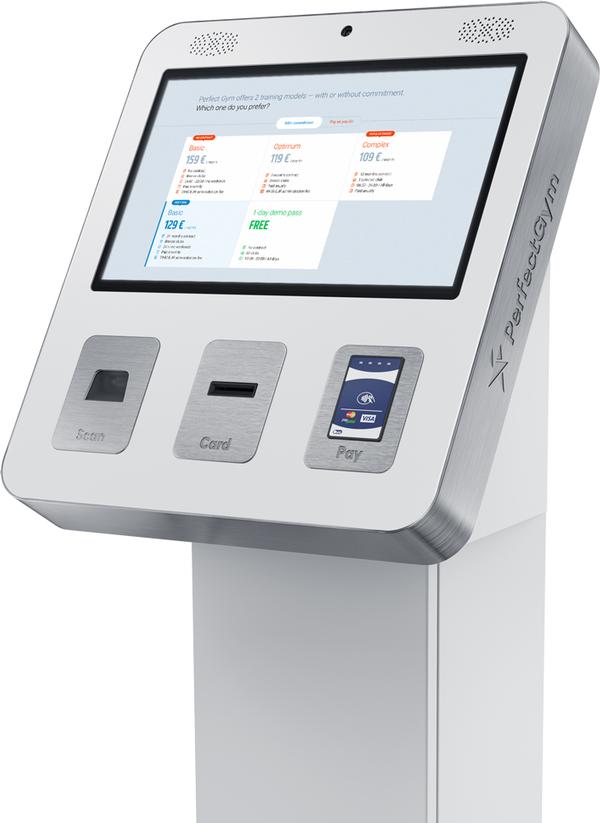 A Perfect Gym Solutions kiosk offers customisable club management tools