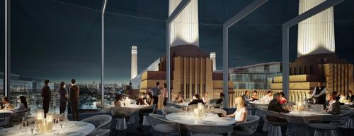 A double height bar and restaurant will offer panoramic views of the London skyline / Battersea Power Station Development Company