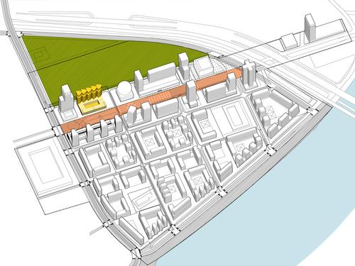 The ZIL Tower will be located next to a large park and the Moskva River / Neutelings Riedijk Architects