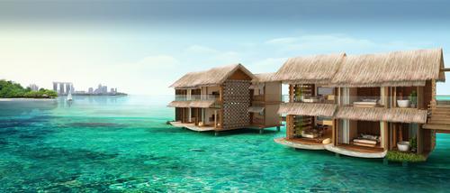 The villas will be made from simple natural materials to fit with the natural theme / Funtasy Island
