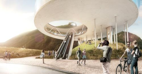 Snøhetta’s design is comprised of two doughnut-shaped terminals at both the summit and base / Snøhetta Architects