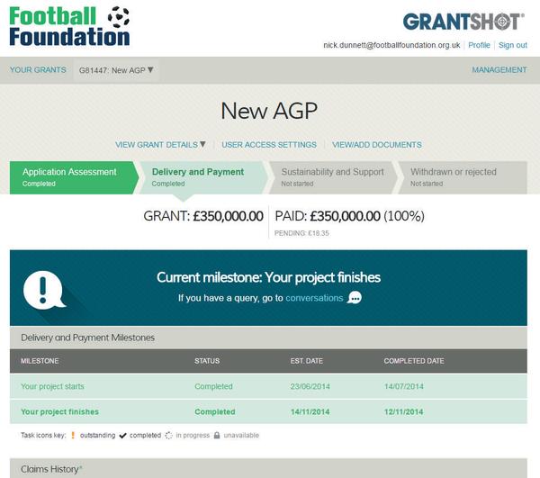 The Football Foundation monitors the outcomes generated following a grant award